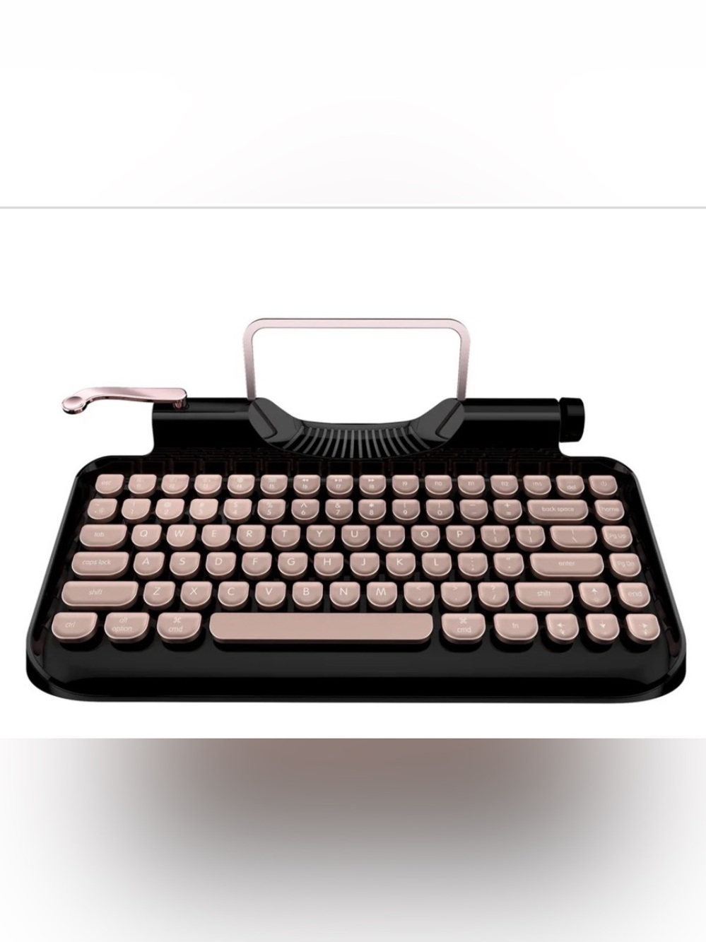 Retro-Style Wireless Keyboard in Black & Rose